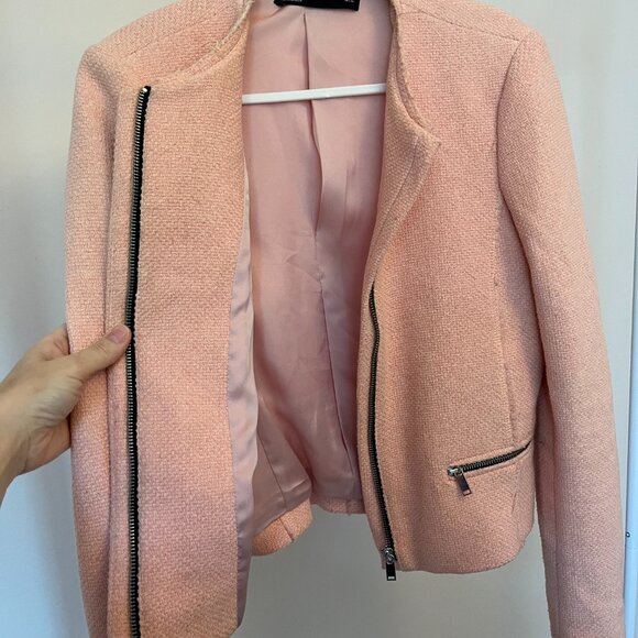 Zip-Front Cotton-Blend Smart Fitted Zara Jacket - Picture 4 of 4